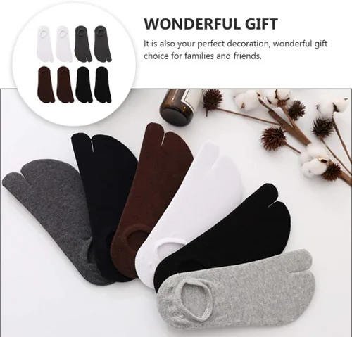 Vista 2 de Holibanna 4 pares de sandalias casuales unisex con puntera dividida para hombres y mujeres, calcetines elásticos de color mixto, talla única