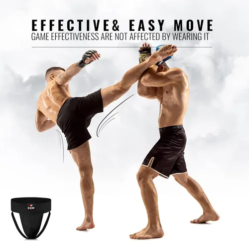Vista 6 de DXM SPORTS Groin Protector Cup Men, Boxeo Kickboxing MMA Muay Thai Sparring Groin Guard, Ventilado Ajustable, Karate Fighting Training, Ropa