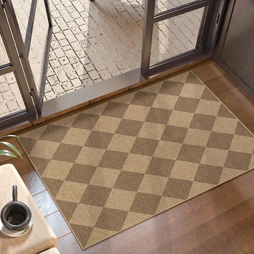 Vista 39 de Lahome Alfombra de yute a cuadros fácil 2'x3', alfombra pequeña para entrada, antideslizante, alfombra para la puerta delantera de la cocina