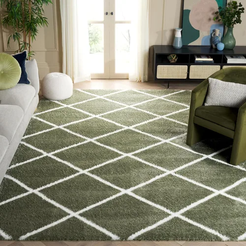 Vista 15 de SAFAVIEH Tahoe Shag Collection - Alfombra para pasillo, 2 x 9 pies, diseño de enrejado, no desprende pelusa y de fácil cuidado, 1.2 pulgadas