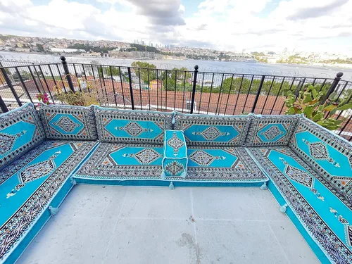 Vista 2 de arabicsofa Light Blue Floor Sofa Seating Set, Corner Floor Cushions, U Shaped Set, Pallet Sofas, Sectional Sofas, Meditation Yoga Sofa Sets