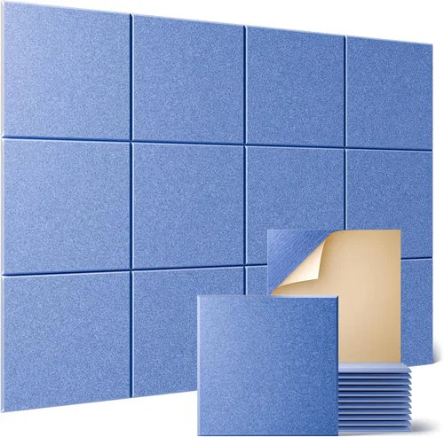 Vista 64 de Sonicism Paquete de 8 paneles acústicos de pared autoadhesivos, paneles de espuma a prueba de sonido de 12 x 12 x 0.4 pulgadas, paneles decorativos