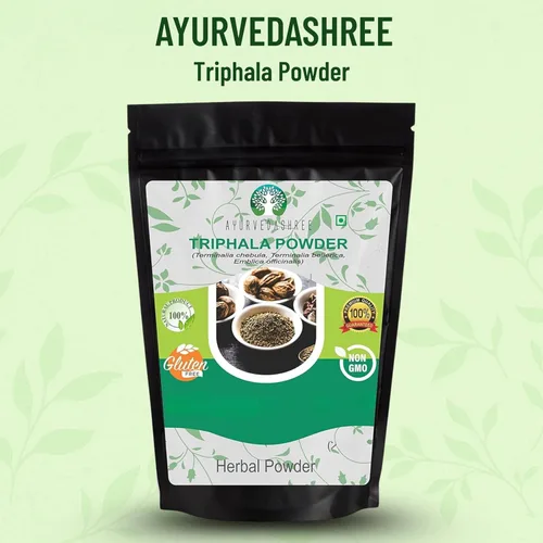 Vista 2 de AYURVEDASHREE Triphala Polvo 200 Gm Combinación de Amla, Haritaki y Bibhitaki Sin OGM Vegano.