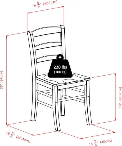 Vista 6 de Winsome Lynden Mesa de comedor extensible con 2 sillas con respaldo de escalera, 48 pulgadas de ancho, 30 pulgadas de alto, nogal