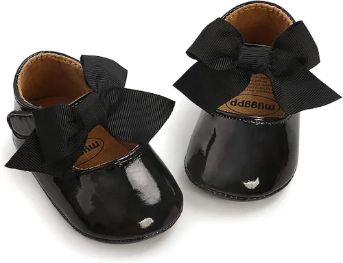 Vista 3 de COSANKIM Zapatos planos Mary Jane para bebés y niñas, suela de goma antideslizante, zapatos de vestir de princesa para boda