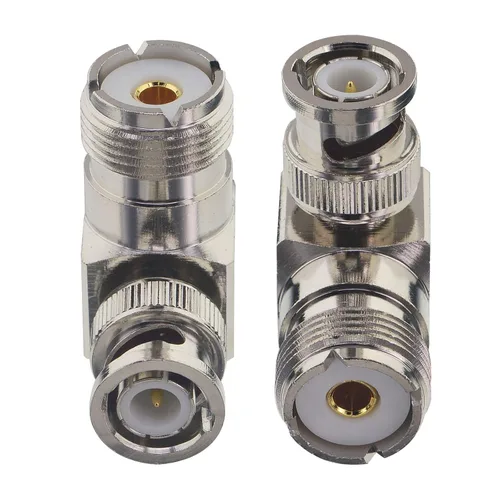 Vista 3 de Conector UHF a BNC en forma de L, conector BNC macho a UHF hembra, conector BNC a UHF SO239 de ángulo recto de 90 grados para radio/antena/escáner