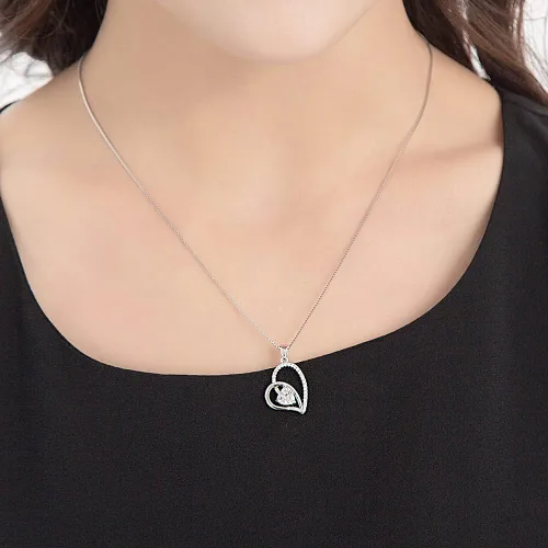 Vista 4 de Aprilery Locket Necklaces for Women, Dainty Initial Pearl Crystal Heart Pendant Necklaces Silver Chain Costume Jewelry for Teen Girls Gifts for Her