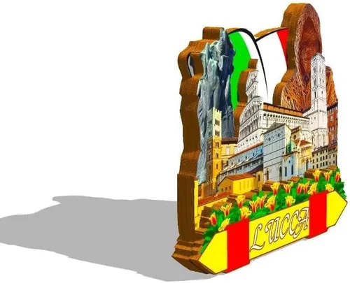 Vista 2 de Imán de Italia Lucca para nevera, diseño de madera en 3D, monumentos coleccionables, decoración hecha a mano -351