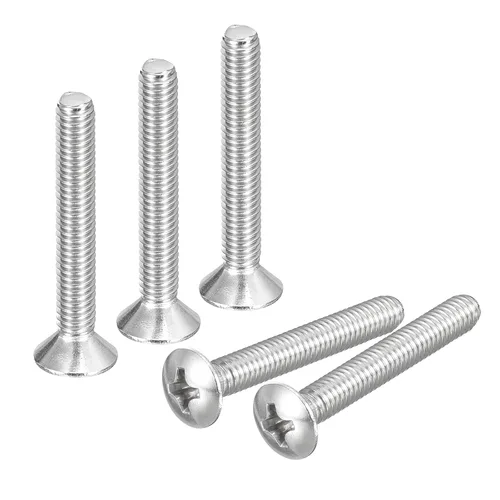 Vista 6 de uxcell Tornillos de máquina Phillips de cabeza ovalada M4x8mm, 50pcs 304 tornillos de cabeza avellanada ligeramente levantados de acero inoxidable