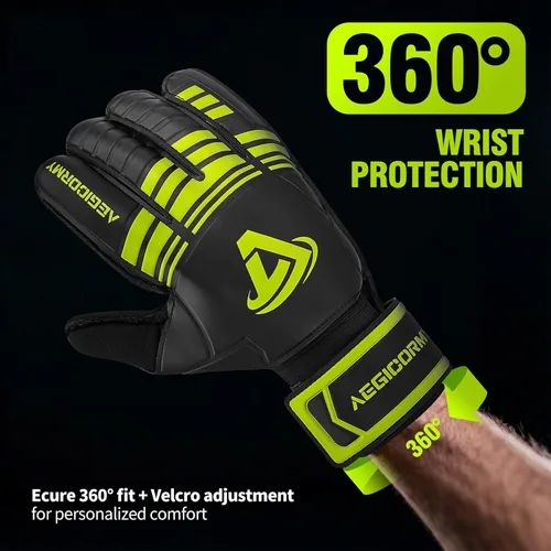 Vista 5 de Guantes de portero de fútbol con protección para los dedos para prevenir lesiones, agarre fuerte para enfrentamientos difíciles, guantes de portero
