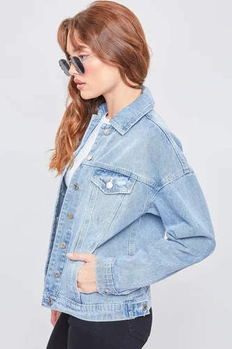 Vista 3 de YMI Chaqueta vaquera de gran tamaño para mujer