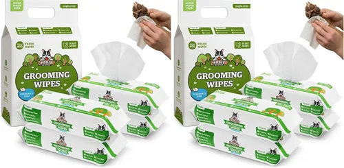 Vista 10 de Toallitas de aseo para perros de Pogi – Toallitas hipoalergénicas para mascotas para patas, cuerpo y trasero – Limpieza e hidratación, aroma a té