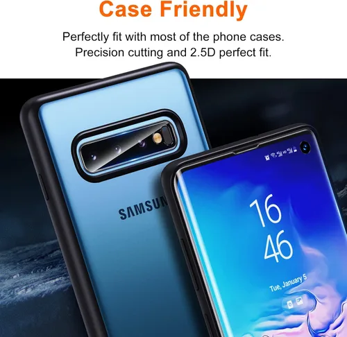 Vista 8 de [Paquete de 3+2] Unique Me compatible con Samsung Galaxy S10 de cobertura completa, protector de pantalla de TPU flexible y protector de lente
