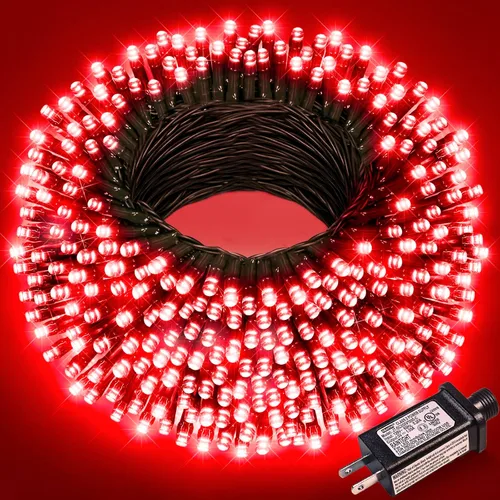 Vista 39 de Juego de 2, luces de Navidad, 200 pies, 600 LED, exterior/interior, guirnalda luces, 8 modos, impermeables, cable verde, parpadeantes, árbol, patio