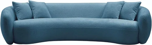 Vista 7 de KEVINSPACE Sofá curvo de 101 pulgadas, 4 asientos, moderno sofá de tela boucle de lujo, sofás de respaldo curvado de mediados de siglo, moderno