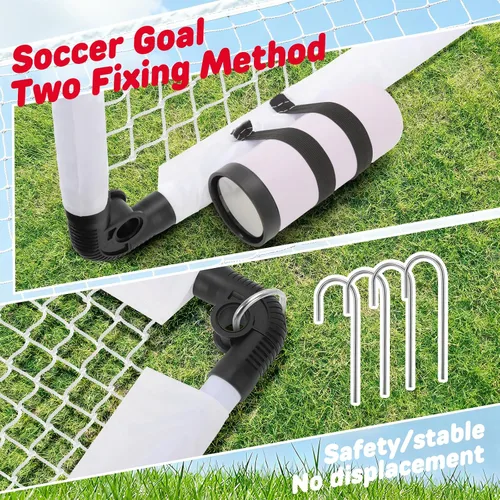 Vista 5 de KETIEE Porterías de fútbol para niños para patio trasero: juego de porterías de fútbol plegables de 35 x 23 pulgadas, portería de fútbol portátil
