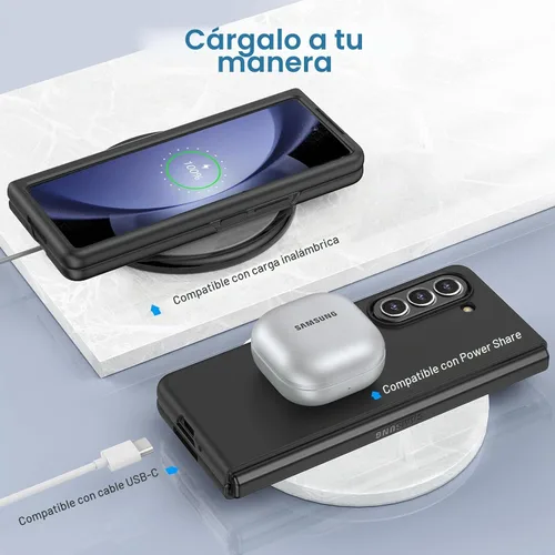 Vista 4 de Ruky - Funda para Z Fold 5, con protector de pantalla integrado, color negro