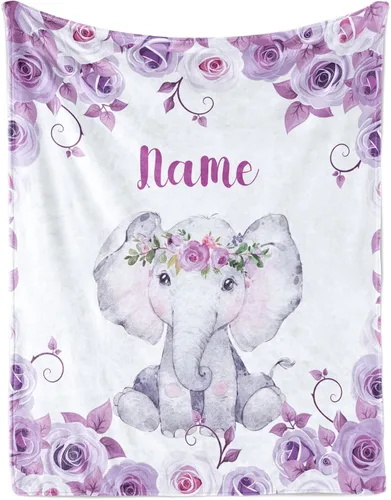 Vista 21 de KAINSY Manta personalizada de animales para niños y niñas, safari en la selva, manta con nombre personalizado para cama de cuarto de bebé