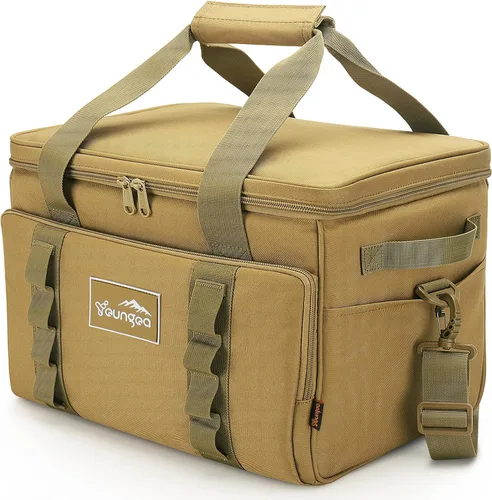 Vista 8 de Bolsa de enfriamiento YOUNGOA 48 latas, aislada, a prueba de fugas, enfriador suave grande plegable portátil para viajes, bolsas de enfriamiento