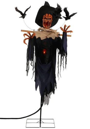 Vista 6 de Figura Animada de Espantapájaros Cuervo de 7 Pies para Halloween Multicolor