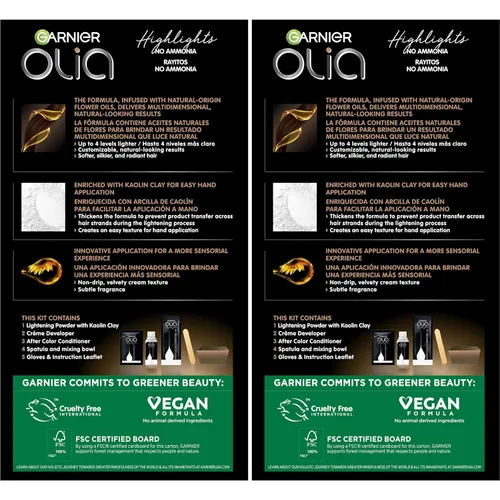 Vista 2 de Garnier Tinte permanente para el cabello Olia sin amoníaco, reflejos H02 para rubias, 2 unidades (el embalaje puede variar)