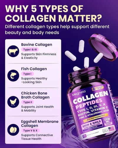 Vista 8 de Péptidos de colágeno múltiple 2,000 mg con biotina y ácido hialurónico