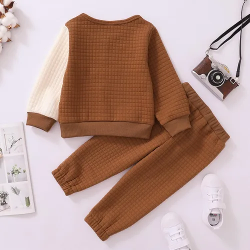 Vista 3 de KIMI BEAR Ropa de bebé para niños pequeños, trajes de algodón, sudadera y pantalones, ropa de otoño e invierno para niños