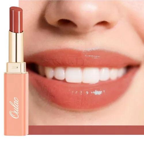 Vista 21 de Oulac Lápiz Labial Rosa Hidratante con Brillo - Lápiz Labial Hidratante Bálsamo Labial Tintado Brillante, Acabado Brillante Transparente Jugoso