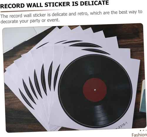 Vista 5 de 16 calcomanías de pared de disco de vinilo retro para dormitorio, decoración de sala de estar, calcomanías de pared para discoteca retro fiestas