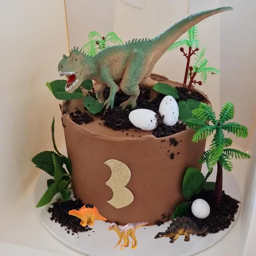 Vista 6 de 32 decoraciones de dinosaurio para tartas de cumpleaños con hojas de huevos de dinosaurio para decoración de pasteles de fiesta de cumpleaños