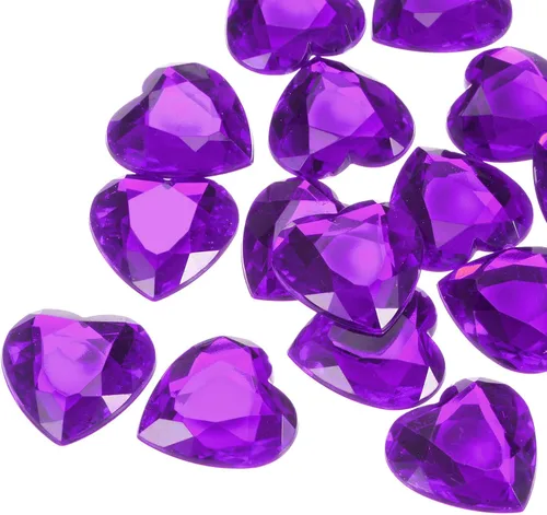 Vista 33 de MECCANIXITY 20 piezas de diamantes de imitación acrílicos de corazón de 0.787 pulgadas (0.787 in) con parte trasera plana, gemas de plástico
