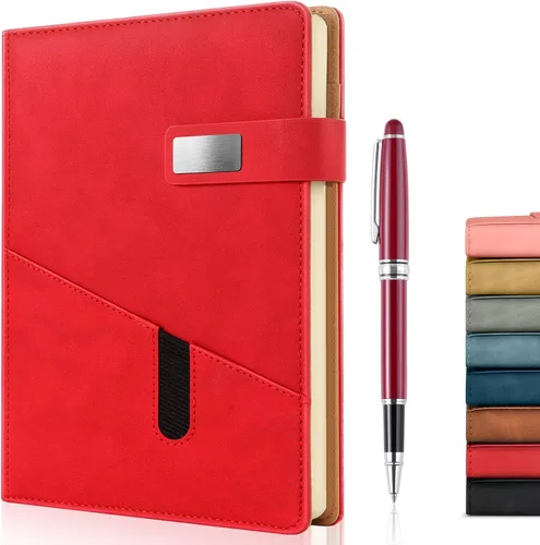 Vista 13 de Cuaderno A5 en blanco, cuaderno de bocetos de cuero de tapa dura recargable con bolsillo y hebilla magnética, 240 páginas gruesas de viaje