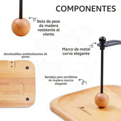 Vista 4 de Portaservilletas de Haya Norteamericana para Mesa - Portaservilletas de Cóctel de Madera Estilo Nórdico que se Ajusta a Servilletas de 5-7