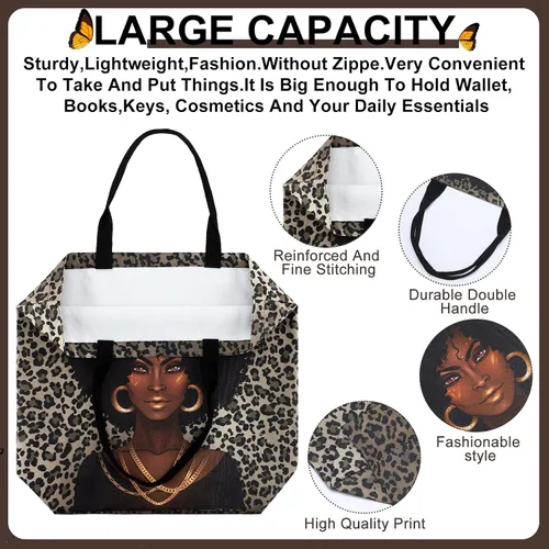 Vista 4 de Silkfly Paquete de 4 bolsas de mano afroamericanas para mujer, bolso de hombro grande, bolso de mano negro para niña, bolso de mano de trabajo