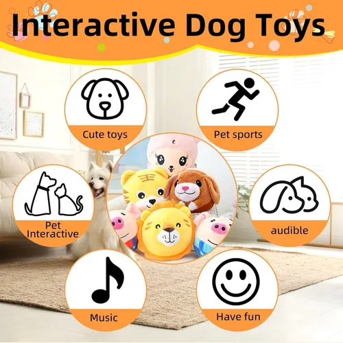 Vista 2 de Juguete de pelota para perro que habla chirriante interactivo de alta calidad 2026, juguete de peluche para mascotas en movimiento activo, juguete