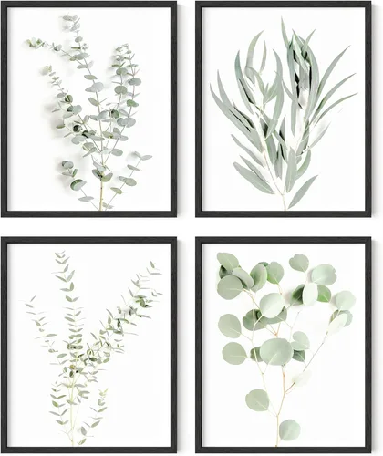 Vista 15 de HAUS AND HUES Arte de pared floral gris, juego de 4 pósteres de plantas para pared vintage, impresiones botánicas, cuadros de flores en blanco