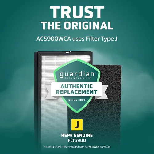 Vista 5 de GermGuardian Purificador de aire HEPA para el hogar, habitaciones grandes de hasta 1760 pies cuadrados con filtro de aire HEPA y luz UV-C, cero