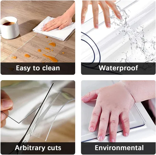 Vista 3 de Drsyffsup Alfombrilla de suelo duro para silla de oficina, cubierta protectora de suelo de PVC transparente, antideslizante, impermeable, 0.079 in