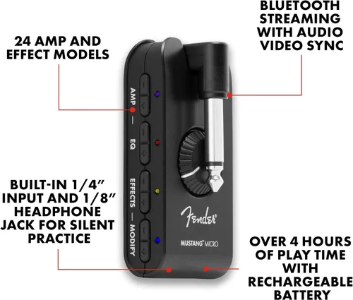 Vista 3 de Fender Mustang Micro Amplificador de Auriculares, con 2 años de garantía