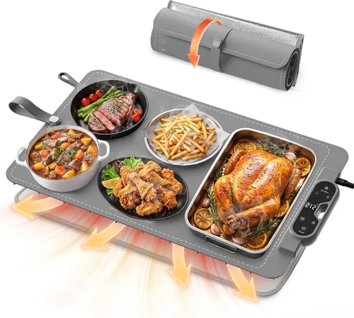 Vista 10 de Tapete de calentamiento para alimentos, extra grande de 26 x 15 Beige