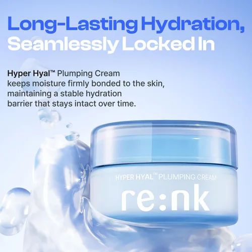 Vista 2 de re:nk Hyper Hyal Plumping Cream - Hidratante facial hidratante profundo y calmante con ácido hialurónico, niacinamida y glicerina, crema hidratante