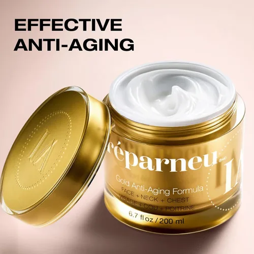 Vista 2 de InfiniteAloe réparneu Gold Fórmula antienvejecimiento, reafirmante del cuello, estiramiento facial, crema facial antiarrugas, aloe orgánico