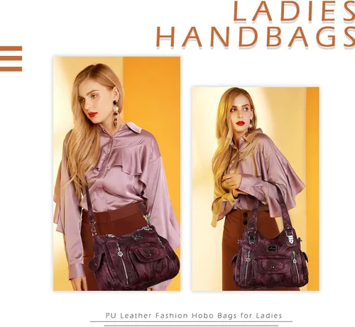 Vista 6 de Angel Kiss Bolsos de mano para mujer Hobo Fashion Tote Bag Bolsas de hombro Asa superior Bolso de cuero