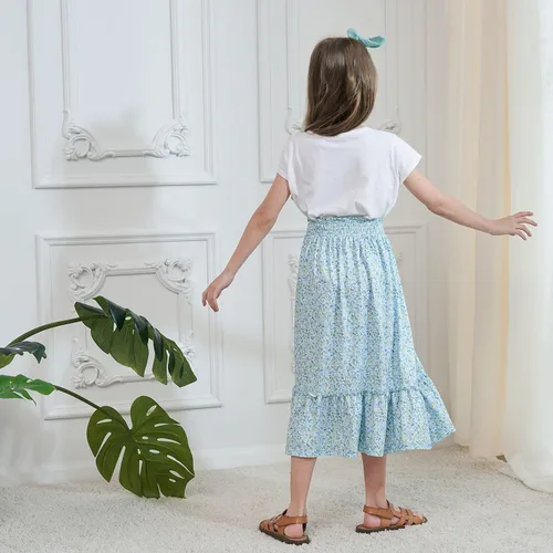 Vista 5 de Sosomi Girls Long Ruffle High Waisted Skirt Summer Cute Floral Maxi Skirts Size 4-14 Boho Clothes