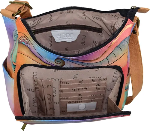 Vista 3 de Anna by Anuschka Women's Genuine Leather Large Hobo Handbag Zip-Top Multi-Compartment Tall Organizer
