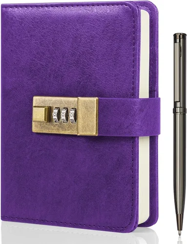 Vista 8 de WEMATE Diario con Cerradura, Diario con Cerradura, Cuaderno de Contraseña, Bolígrafo y Caja de Regalo - Perfecto para Hombres y Mujeres - 4.3X Negro