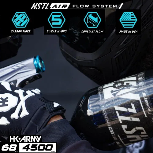 Vista 4 de HK Army 68ci 4500psi - Tanque de paintball HPA de fibra de carbono HSTL