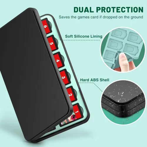 Vista 5 de CYKOARMOR Game Card Case Holder for Nitendo SwitchSwitch 2(2025) - Hard Shell Cartridge Case with 24 Game Slots & 24 Micro SD Card Slots, Portable