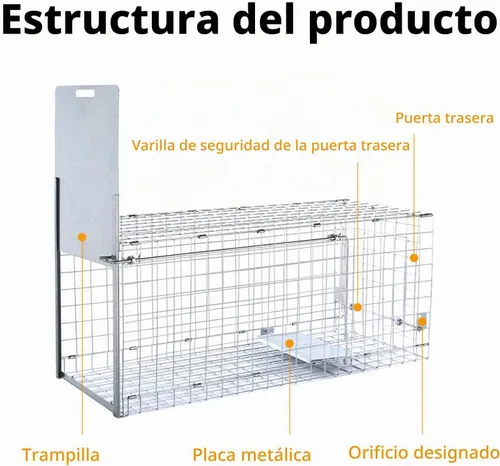 Vista 5 de Timaze 42" Large Foldable Humane Live Animal Trap Cage Jaula plegable resistente para trampa de animales, adecuada para perros, zorros y coyotes que