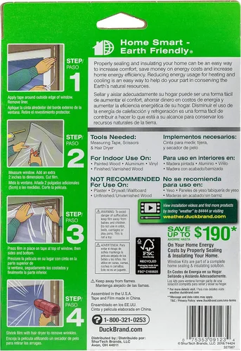 Vista 2 de Duck 286218 - Kit de aislamiento de ventana de película retráctil para puerta de patio extragrande, 1 unidad, transparente